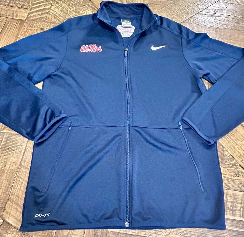 Nike Ole Miss Rebels Dri-Fit Full Zip Track Jacket Size Medium Navy Blue